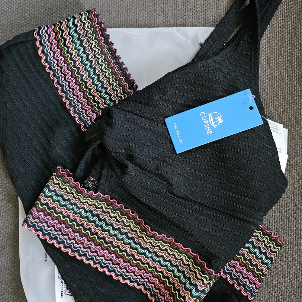 Cupshe Black Multicolor Striped Bikini - Picture 3 of 4